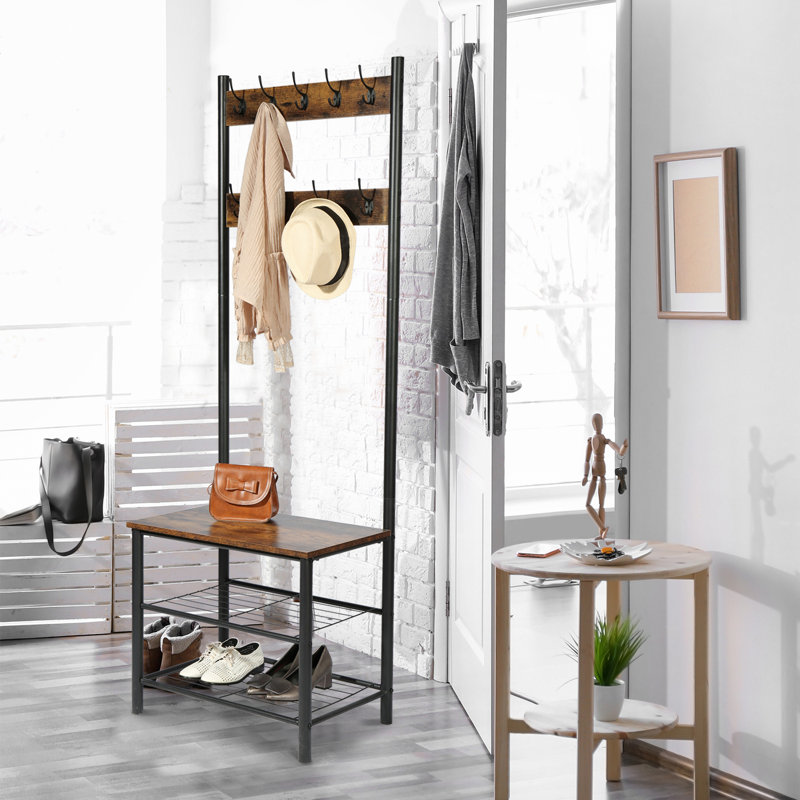 17 Stories Moberg Hall Tree 23.62'' Wide with Bench and Shoe Storage